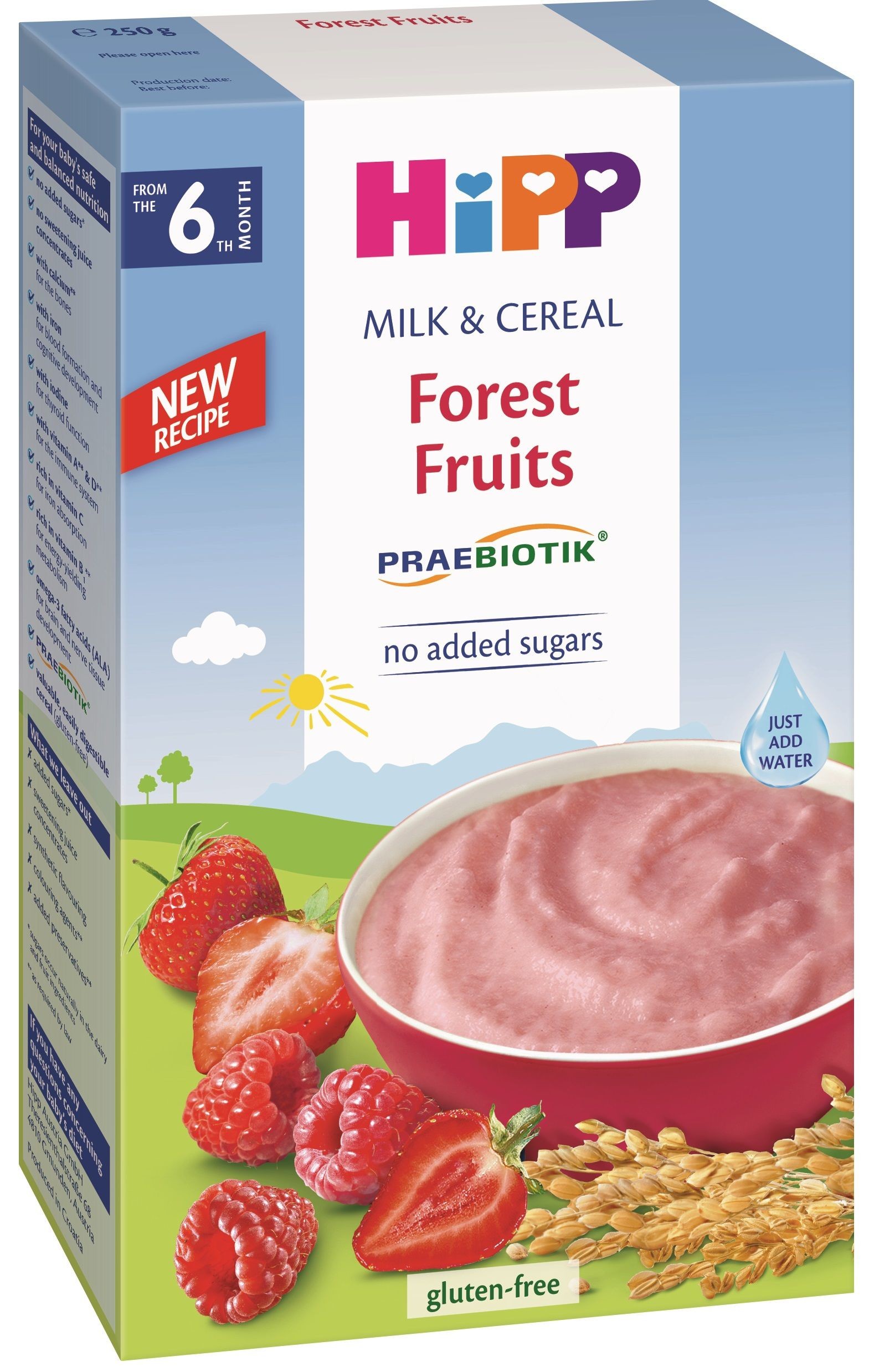 Hipp Инстантна млечна каша с пребиотик горски плодове x 250 g