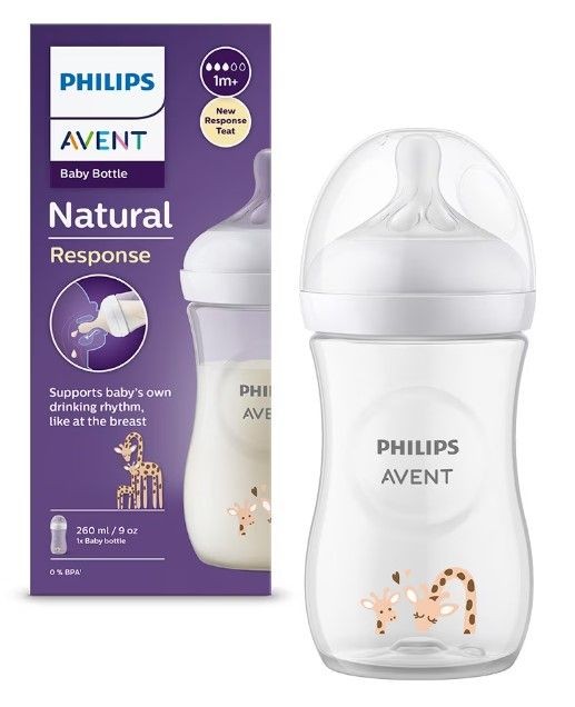 Avent Шише Natural Response 3.0, с биберон 1+м x 260 ml, Жираф