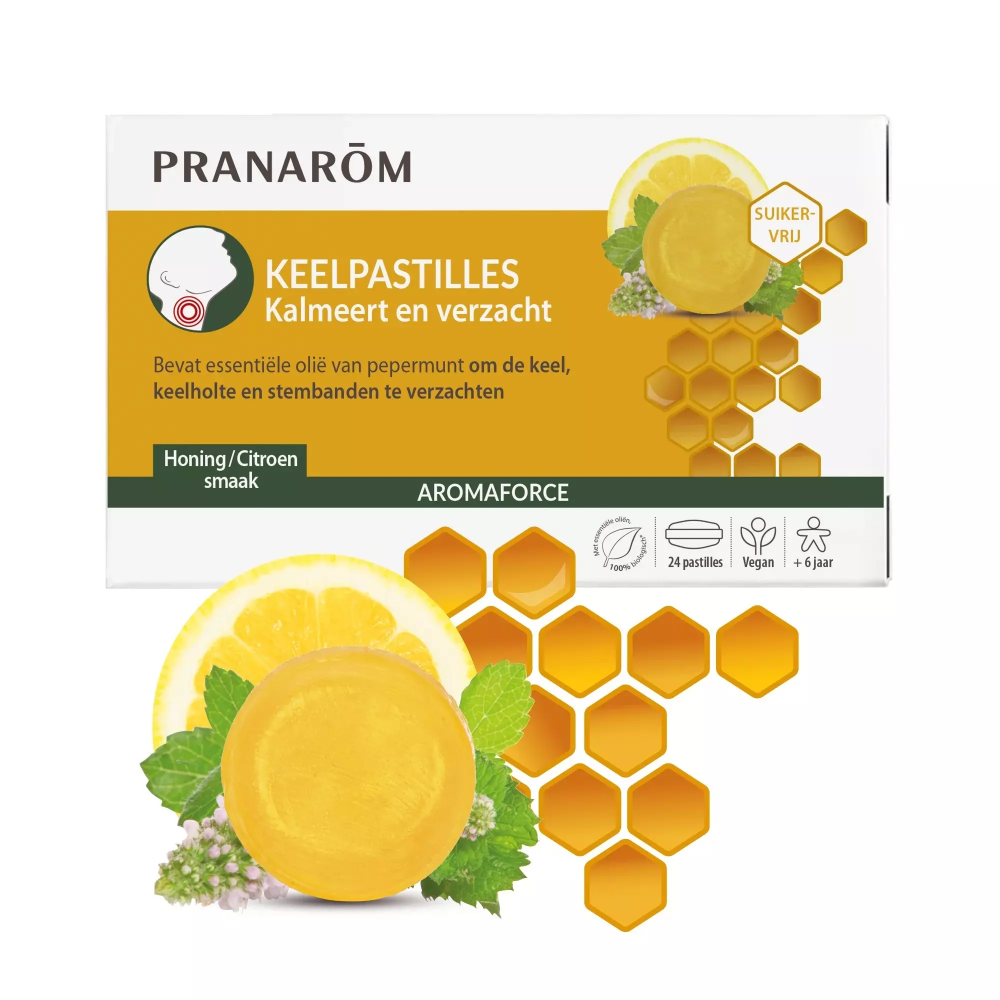 Pranarom Aromaforce за гърло с мед и лимон х 24 таблетки 