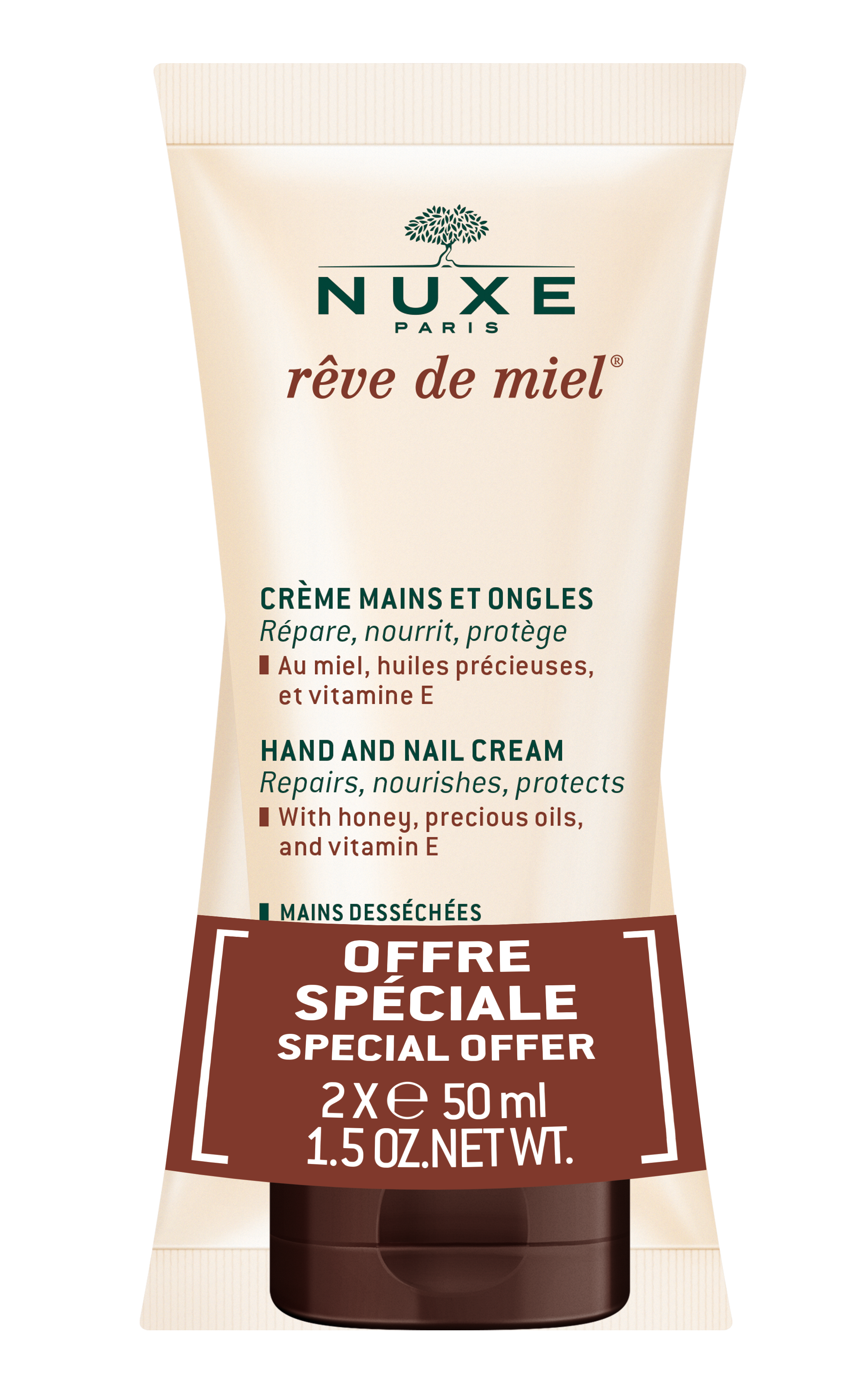 Nuxe комплект Reve de Miel Подхранващ крем за ръце и нокти 2 х 50 ml